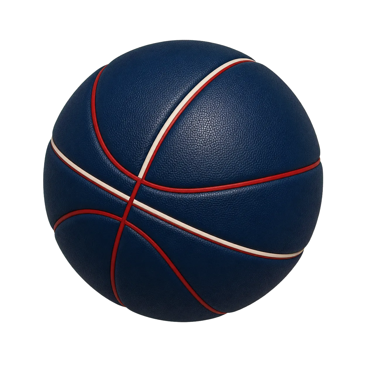 3D-basketbal die langs de drie onderdelen van het sportprofiel beweegt