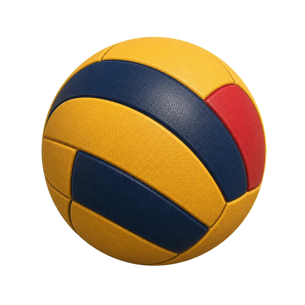 3D-waterpolobal die langs de drie onderdelen van het sportprofiel beweegt